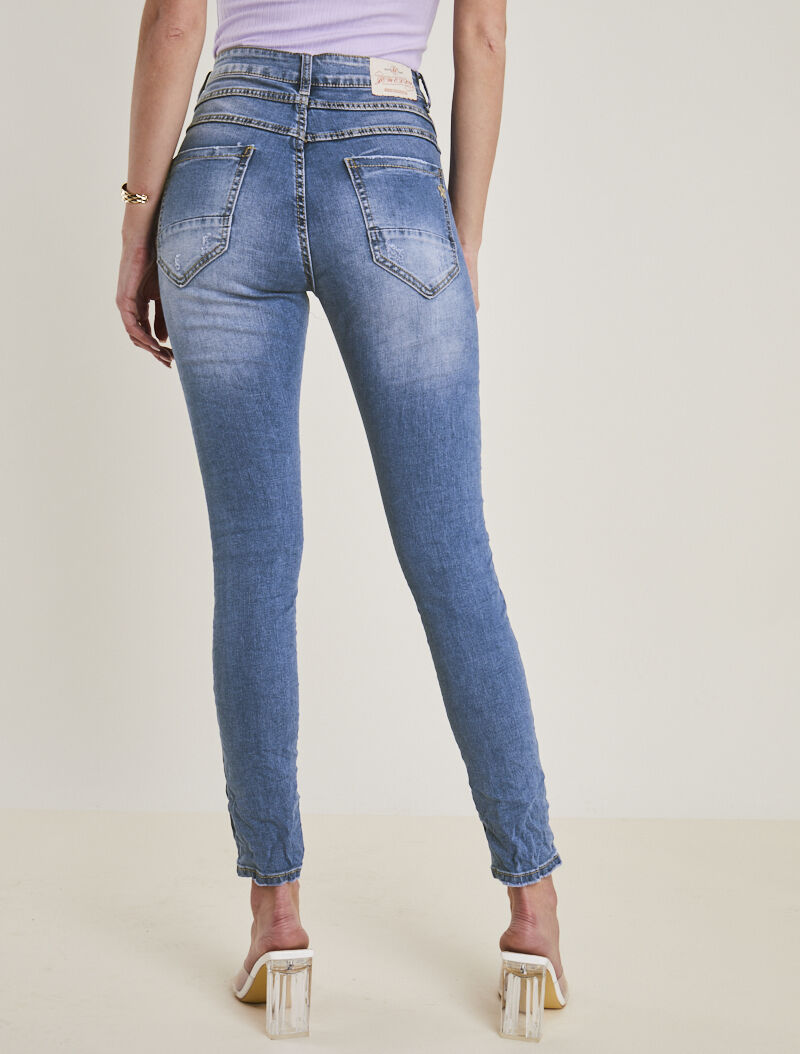Jean à déchirures et strass - bleu denim - 2