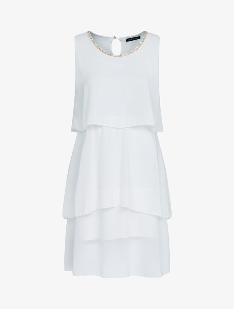 Robe en voile à col bijou - ecru - 3