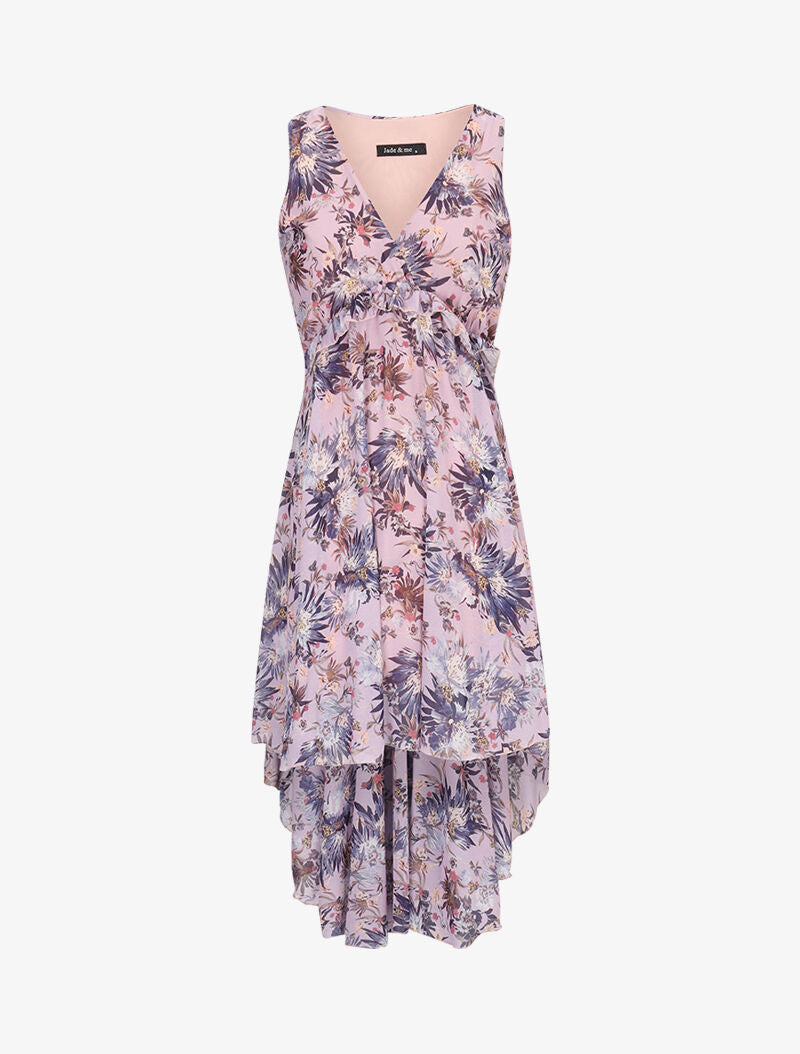 Robe fleurie à bord asymétrique - lilas - 3