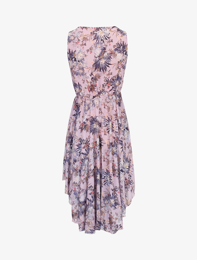 Robe fleurie à bord asymétrique - lilas - 2