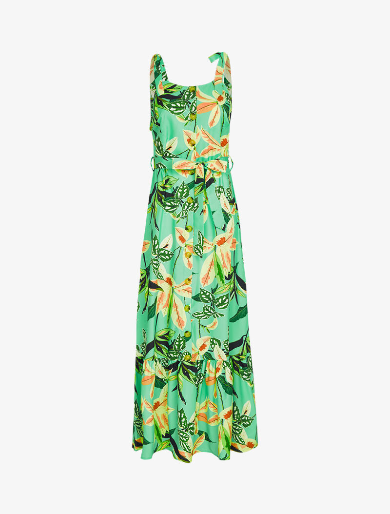 Robe à imprimés et buste boutonné - vert menthe - 1