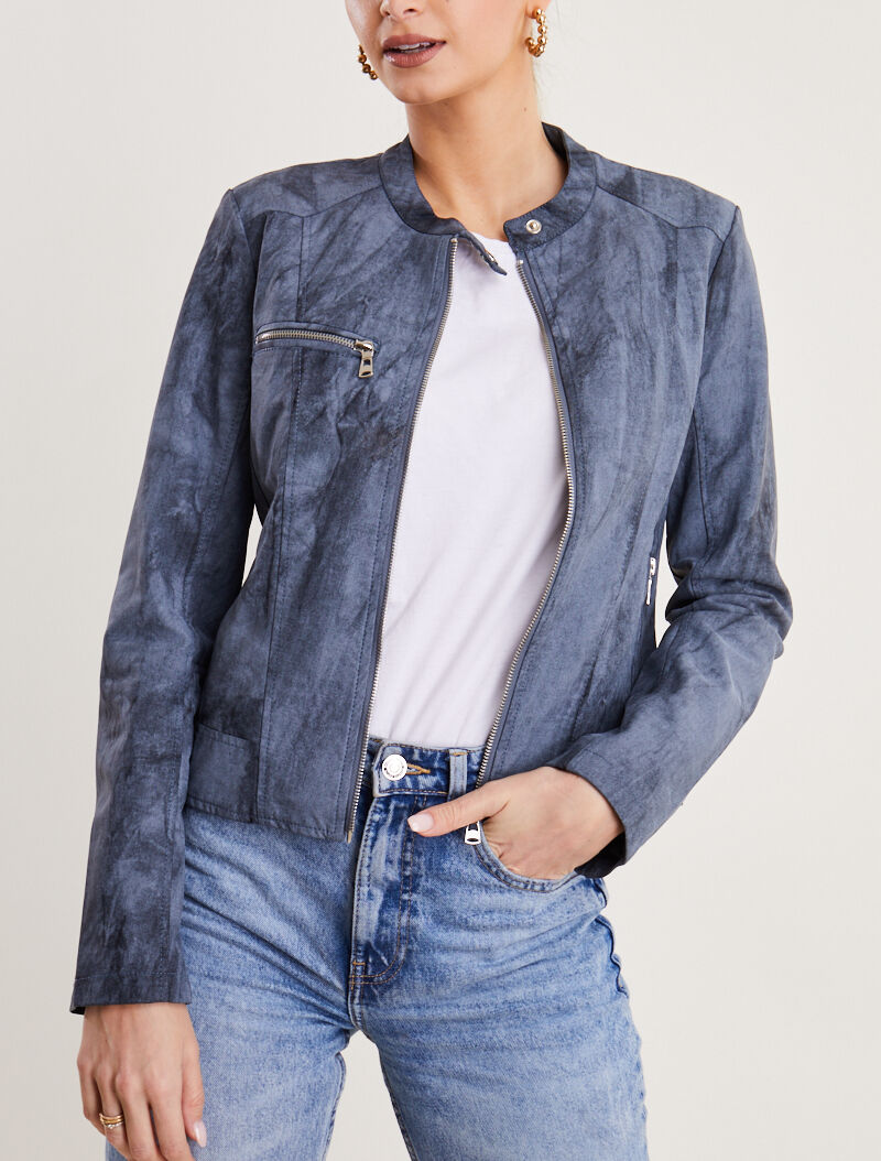 Veste en simili effet délavé - gris foncé - 4