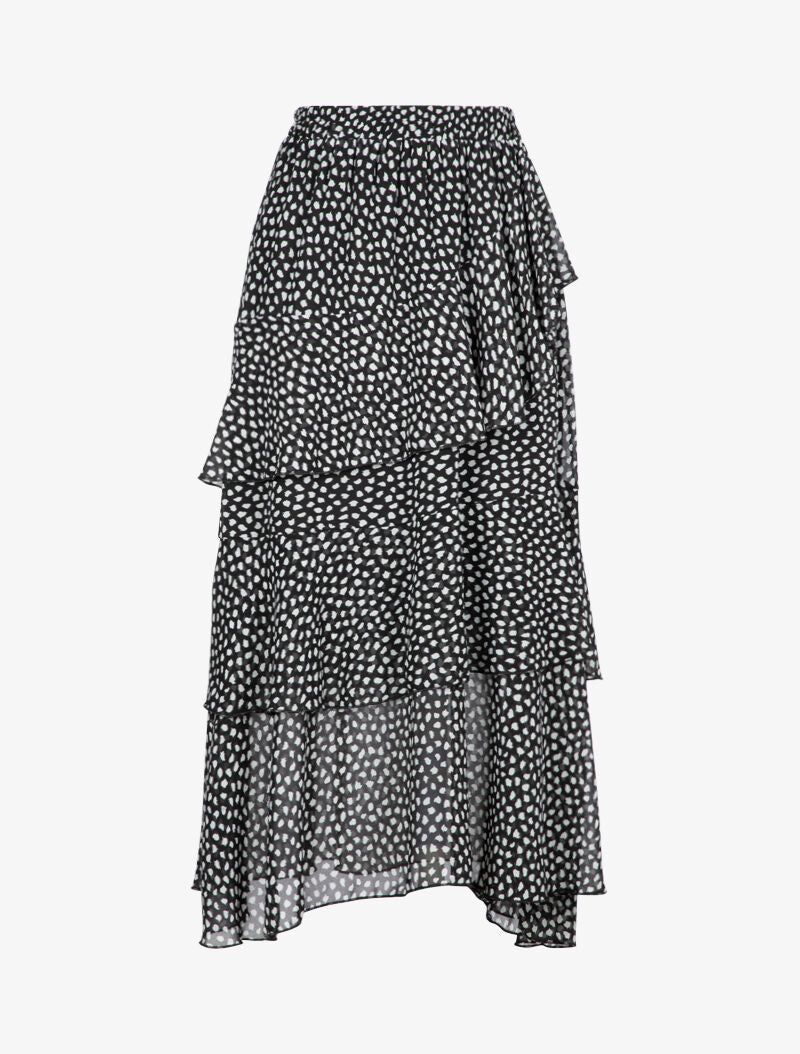 Jupe midi volantée - noir - 1