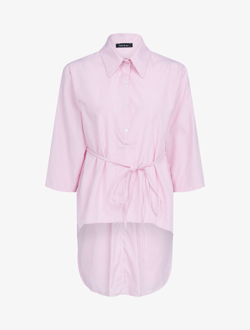 Blouse style chemise à rayures - rose - 1