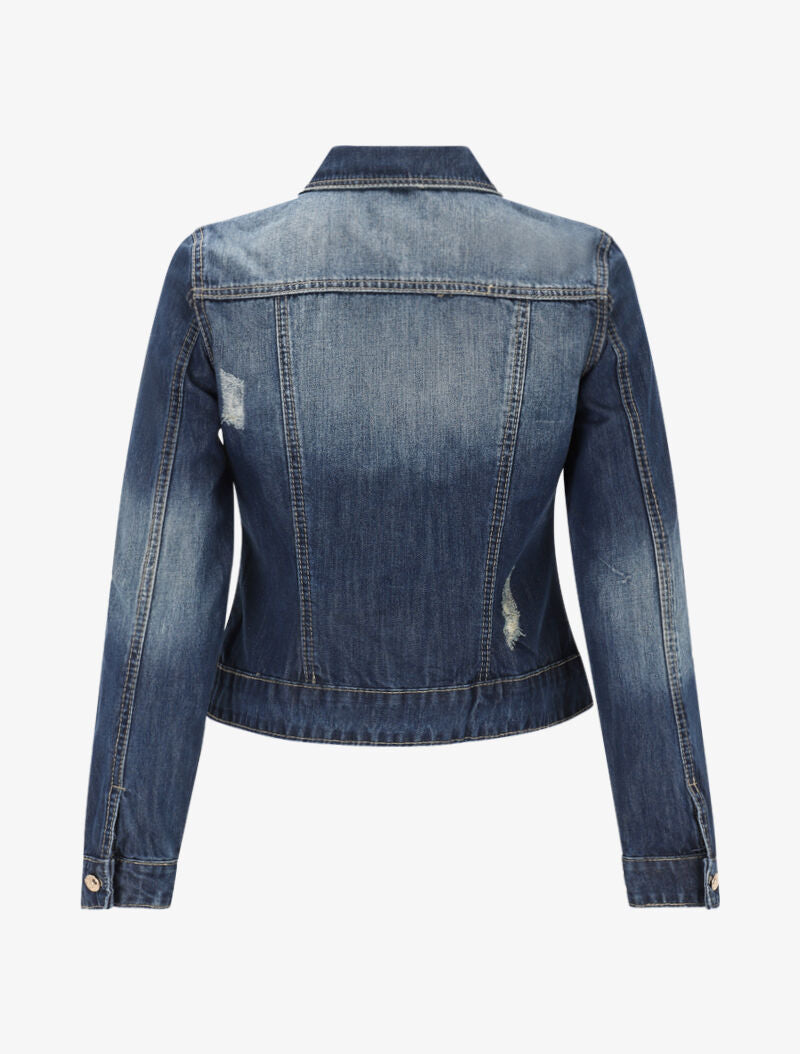 Veste en jean ornée de picots - denim brut - 3