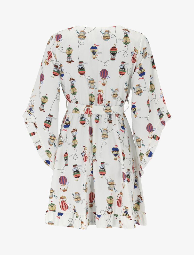Robe à manches biseautées et imprimés - beige - 2