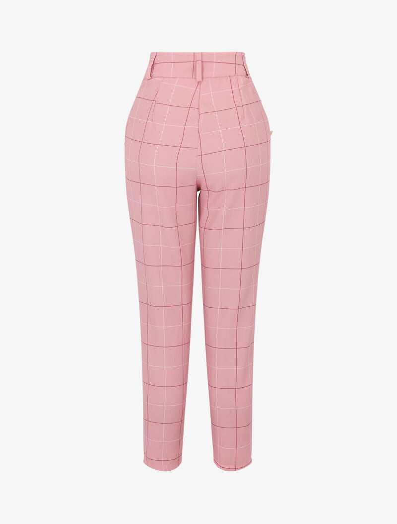 Pantalon à imprimé carreaux - rose - 2