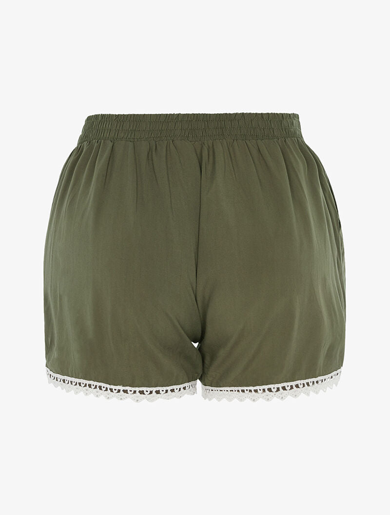 Short uni à bords crochet - kaki - 2