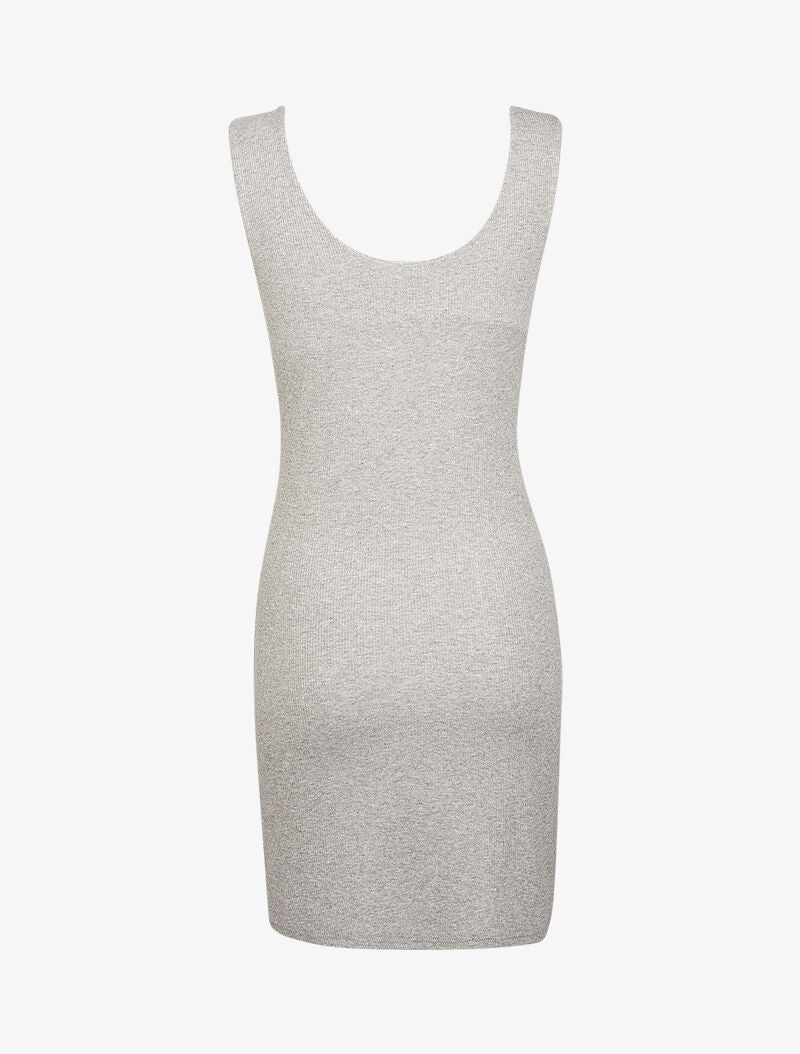 Robe côtelée à encolure torsadée - gris chiné - 2