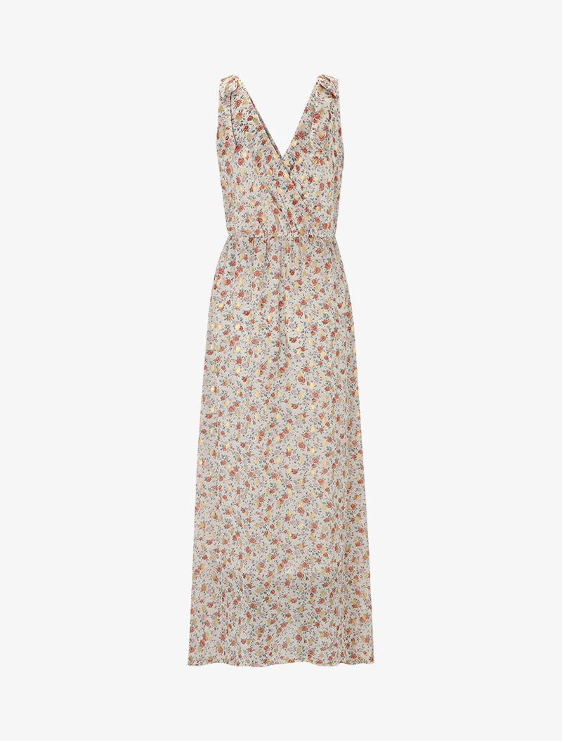 Robe longue à imprimé pivoines - ecru - 3