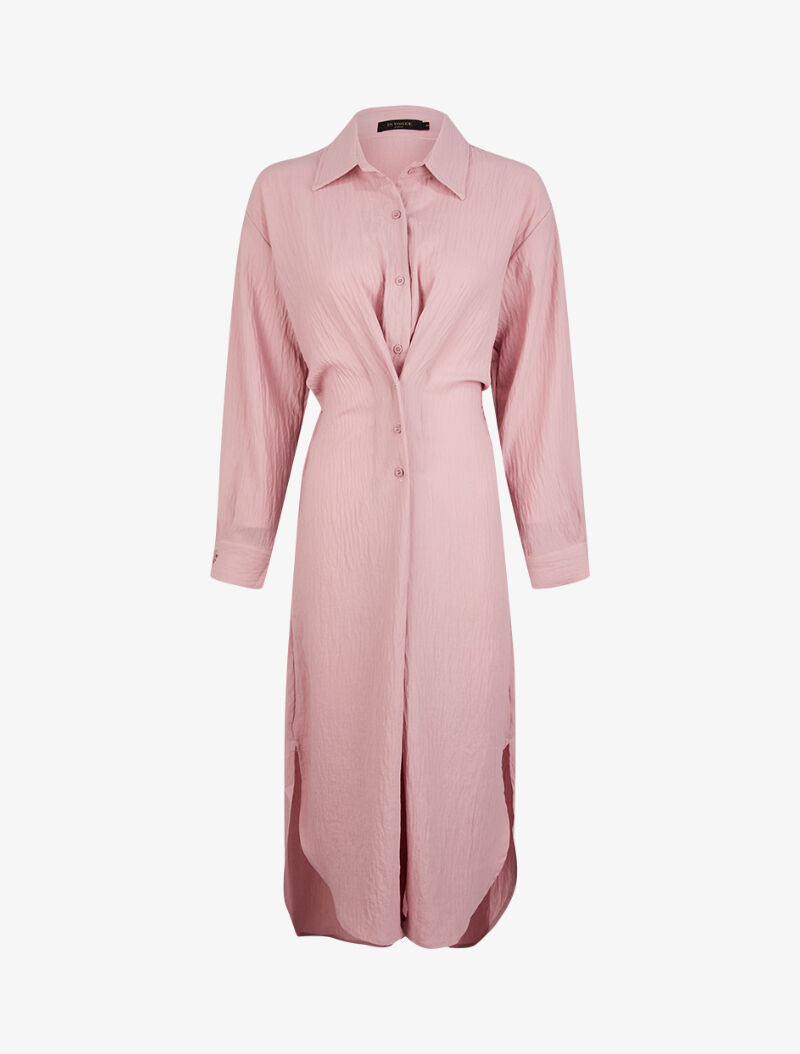 Robe chemise à pans boutonnés - rose - 3