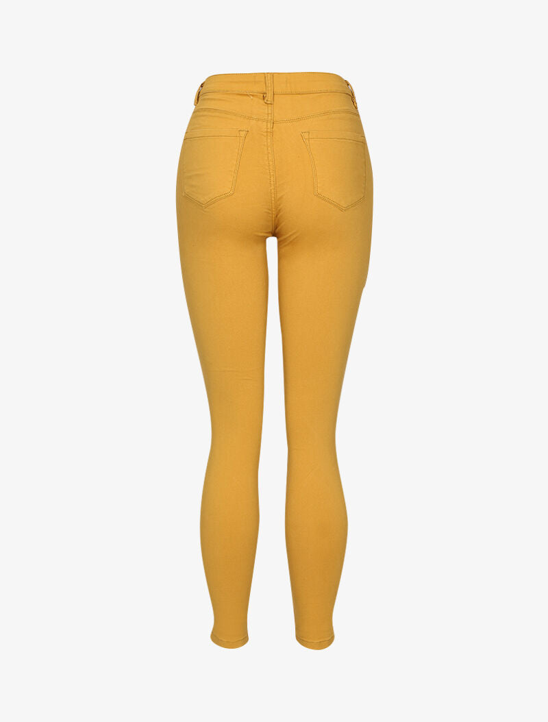 Jean slim uni à taille standard - moutarde - 2