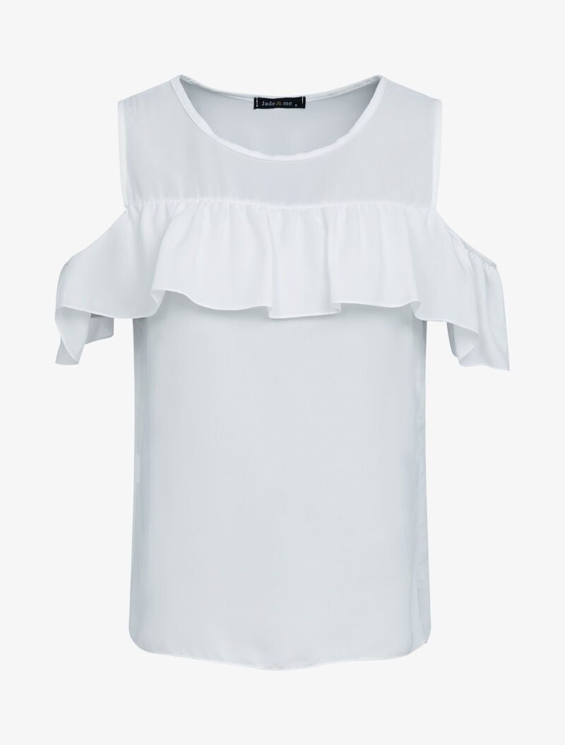 Top en voile à épaules dénudées - blanc - 3
