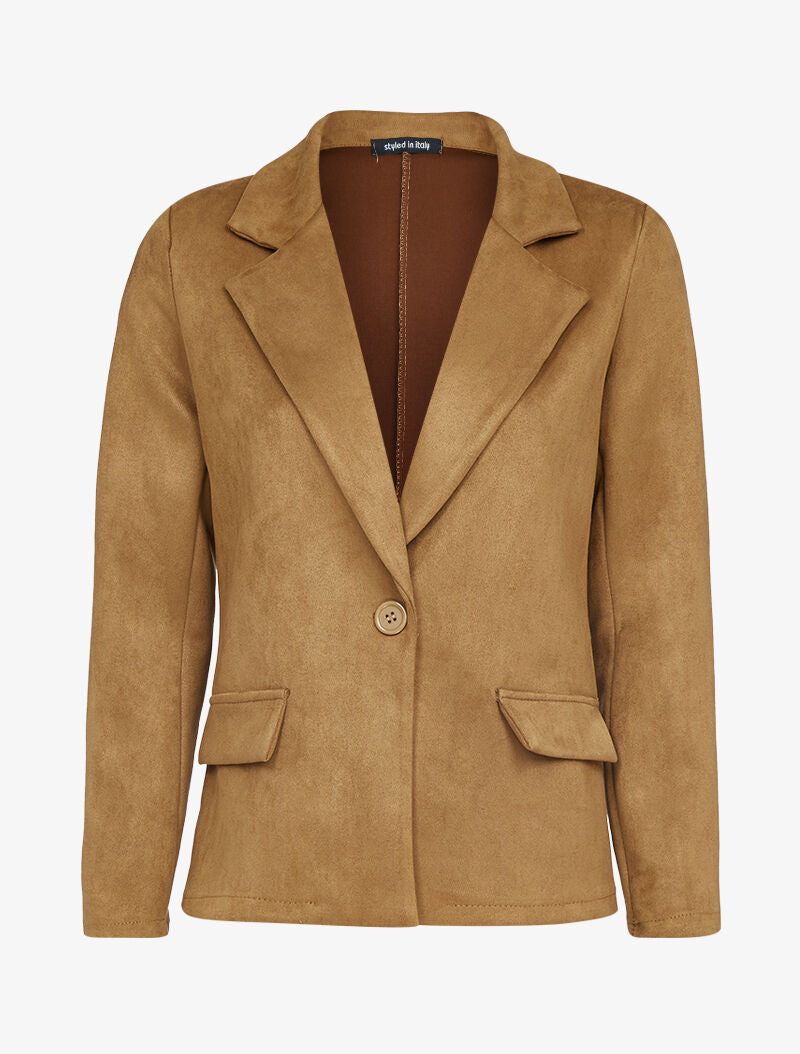 Blazer fluide effet daim - camel - 1