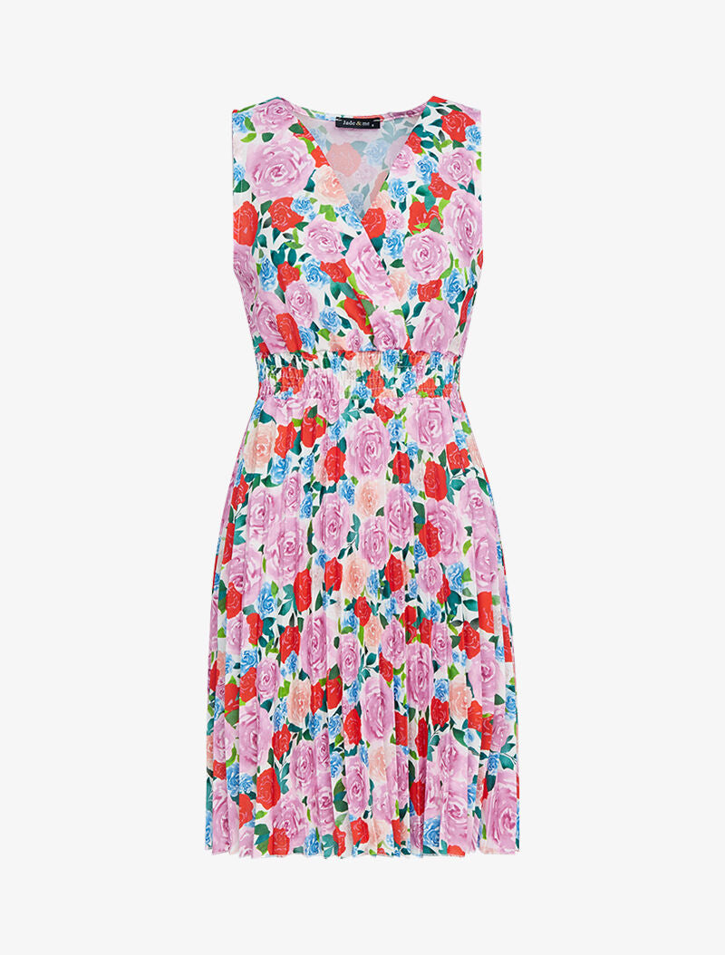 Robe imprimée et gaufrée - rose - 1