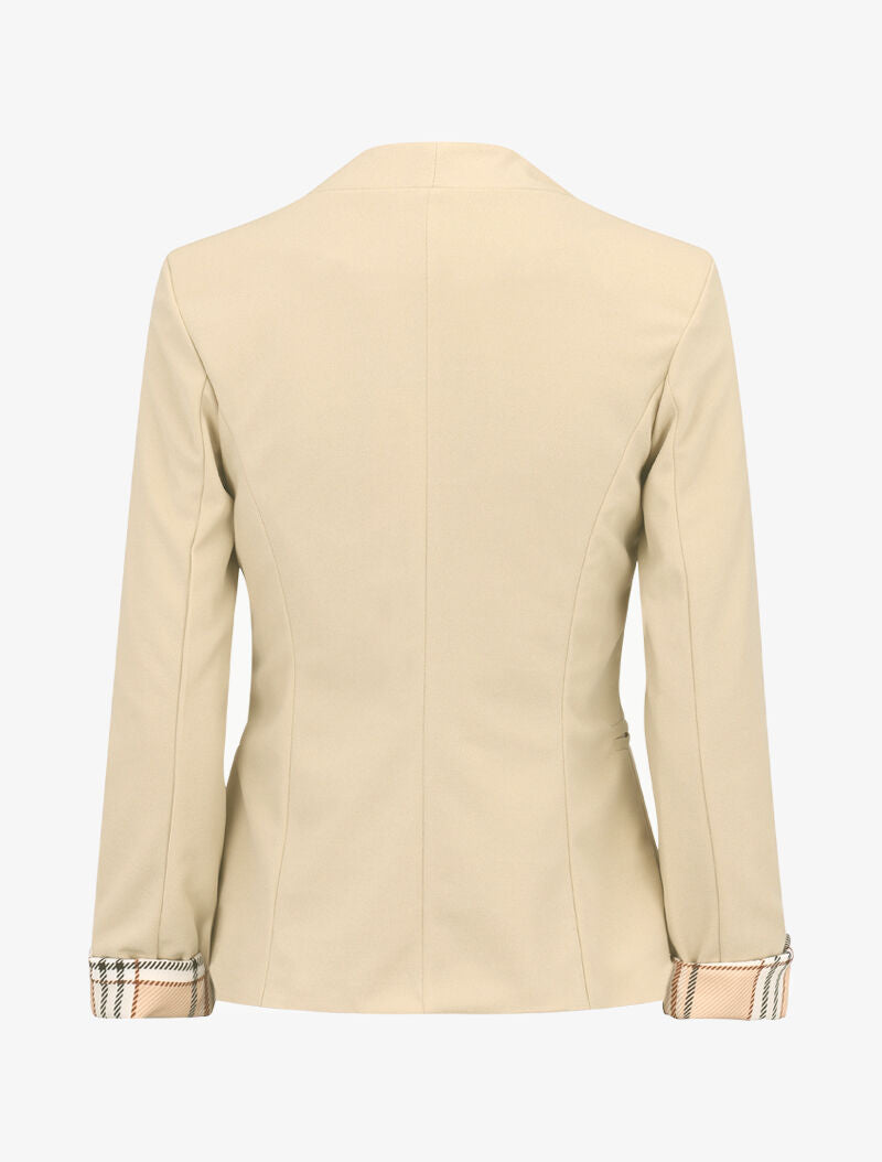 Blazer à revers imprimé tartan - beige - 2