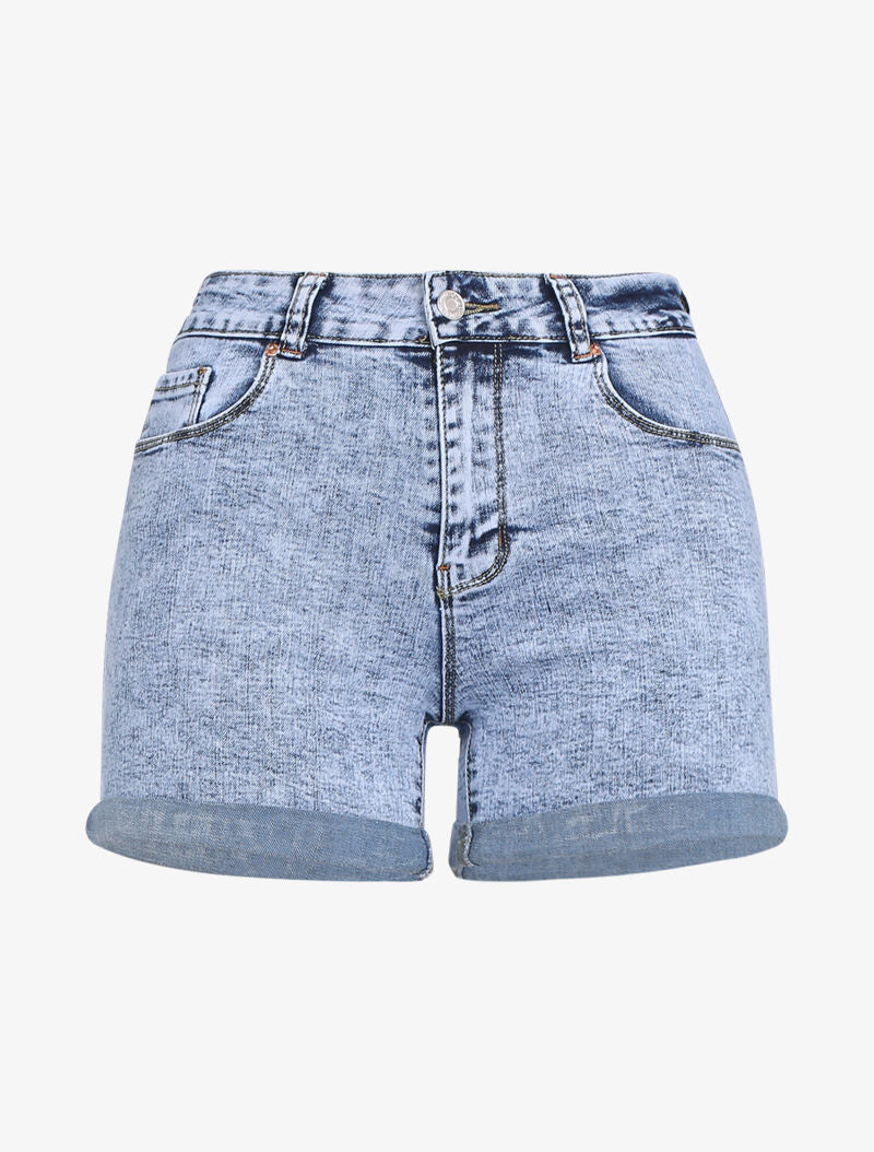 Short délavé à aspect vieilli - bleu ciel - 3
