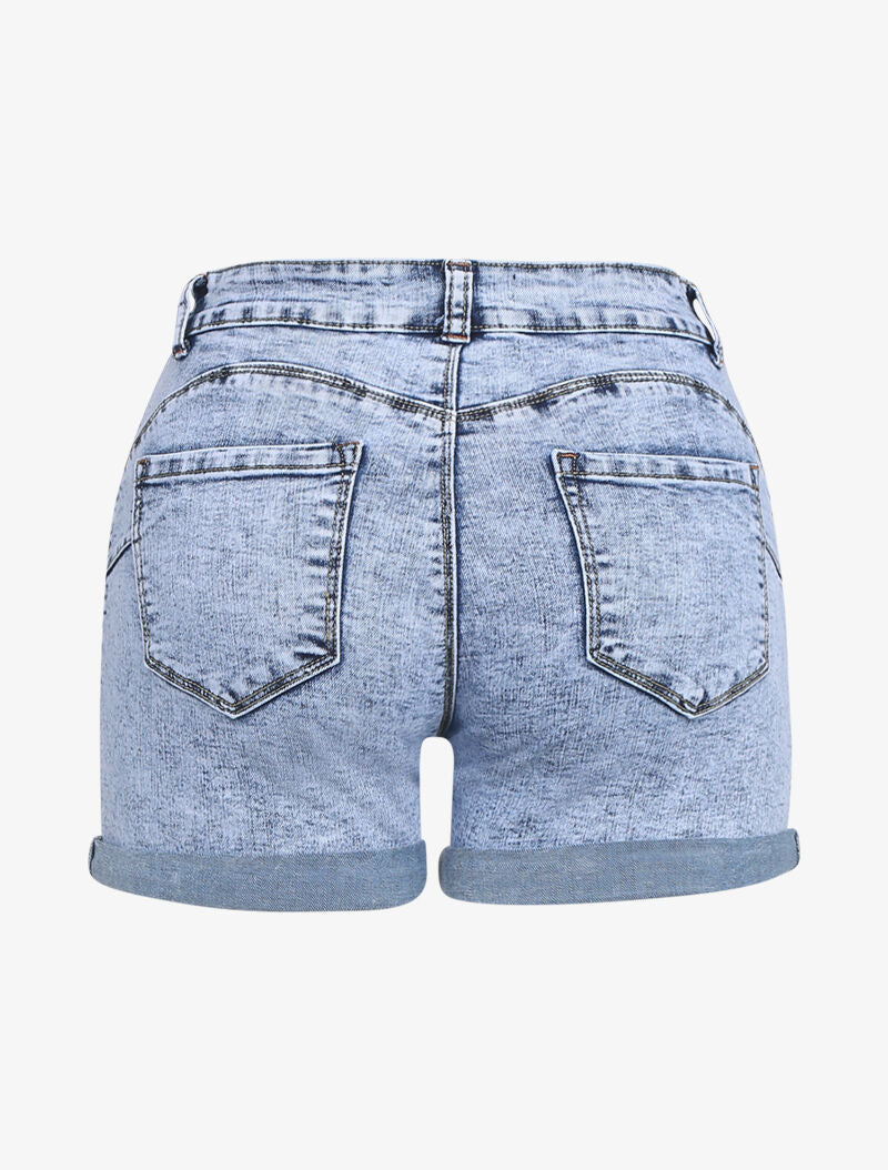 Short délavé à aspect vieilli - bleu ciel - 4