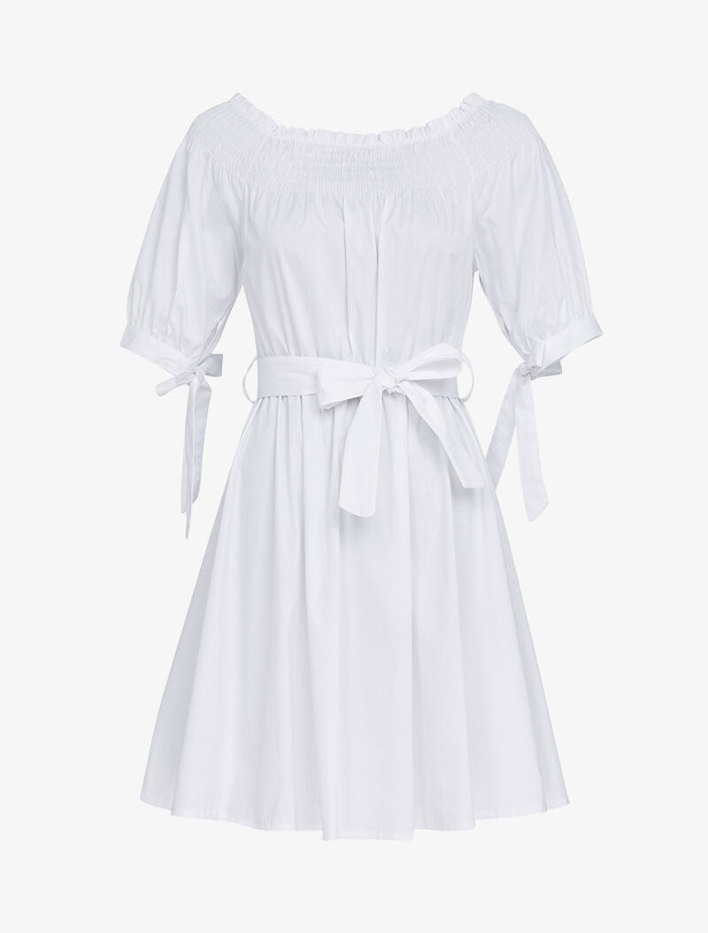 Robe patineuse à col bardot - blanc - 3