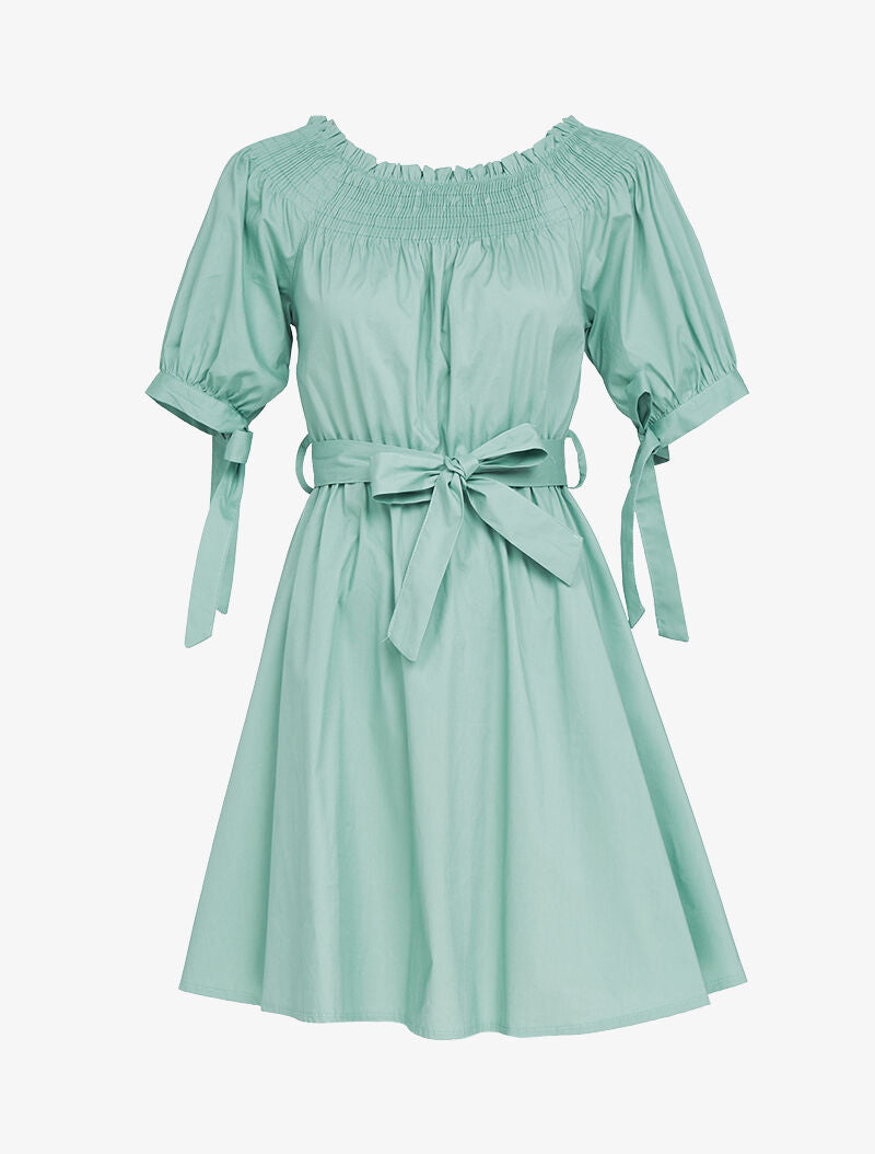 Robe patineuse à col bardot - vert d&