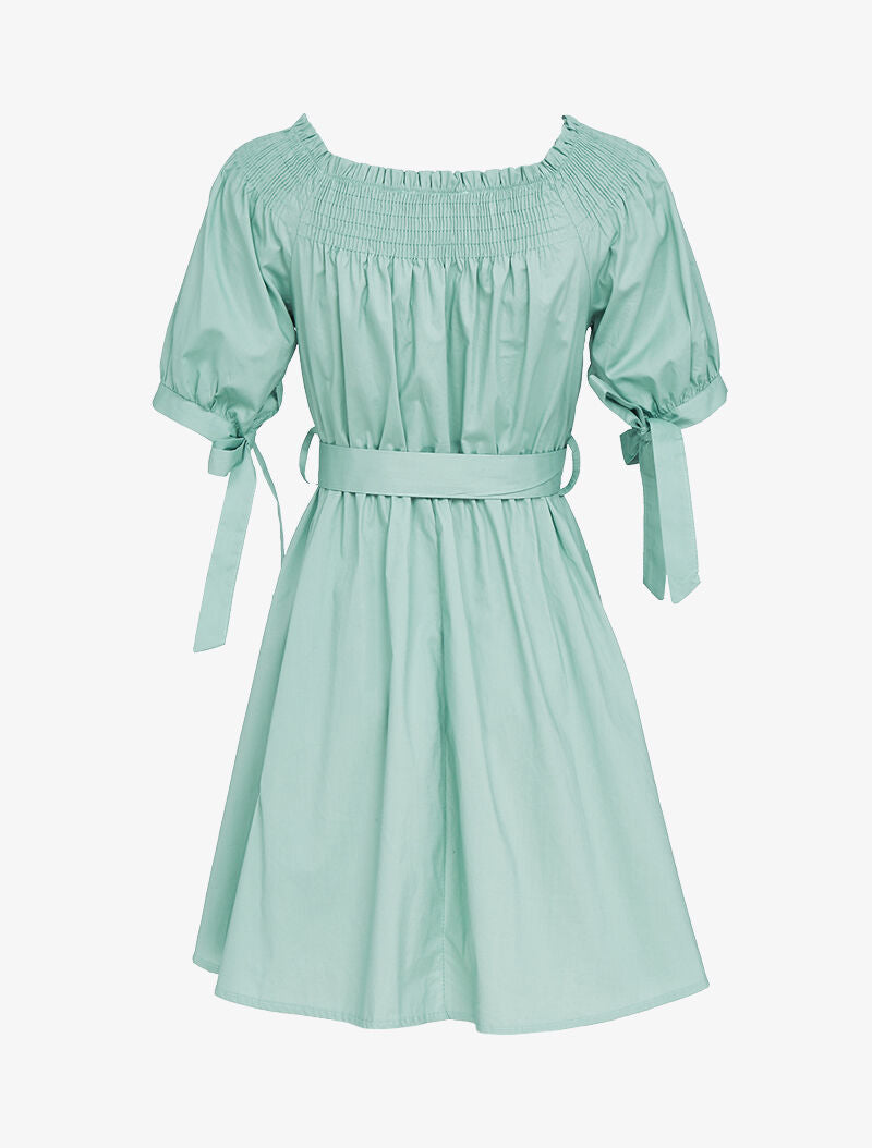 Robe patineuse à col bardot - vert d&