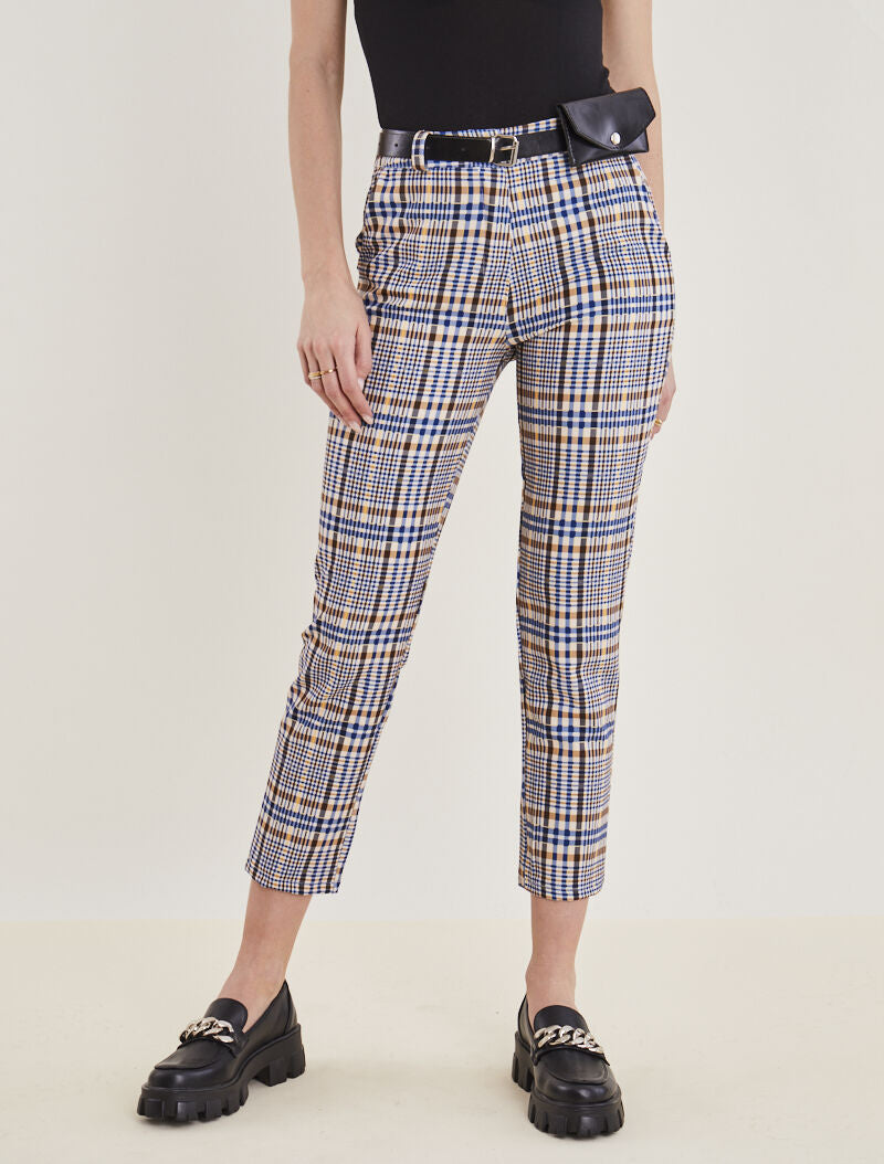 Pantalon imprimé coupe carotte - bleu - 5