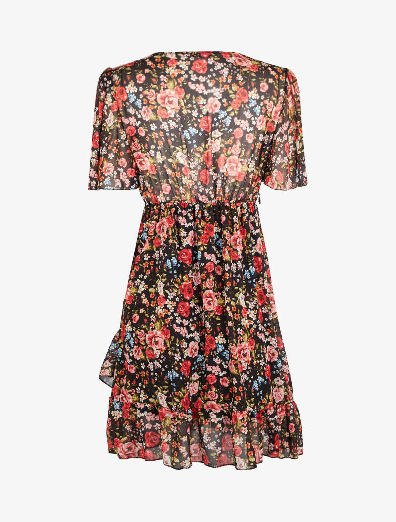 Robe à manches volantées et bord à basques - noir - 3