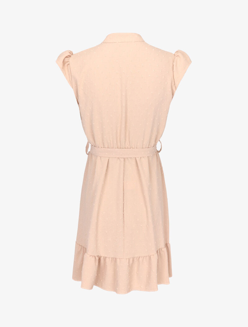 Robe cintrée à piquetage en relief - beige - 2