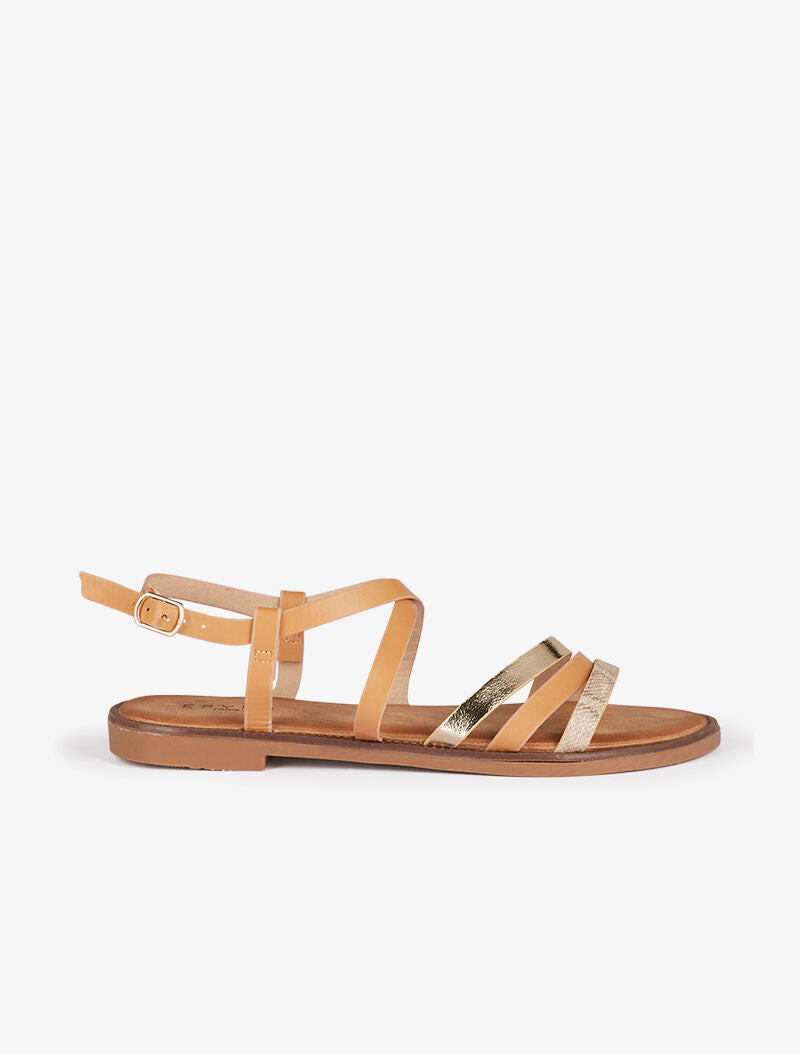Nu-pieds à brides stylisées - camel - 2