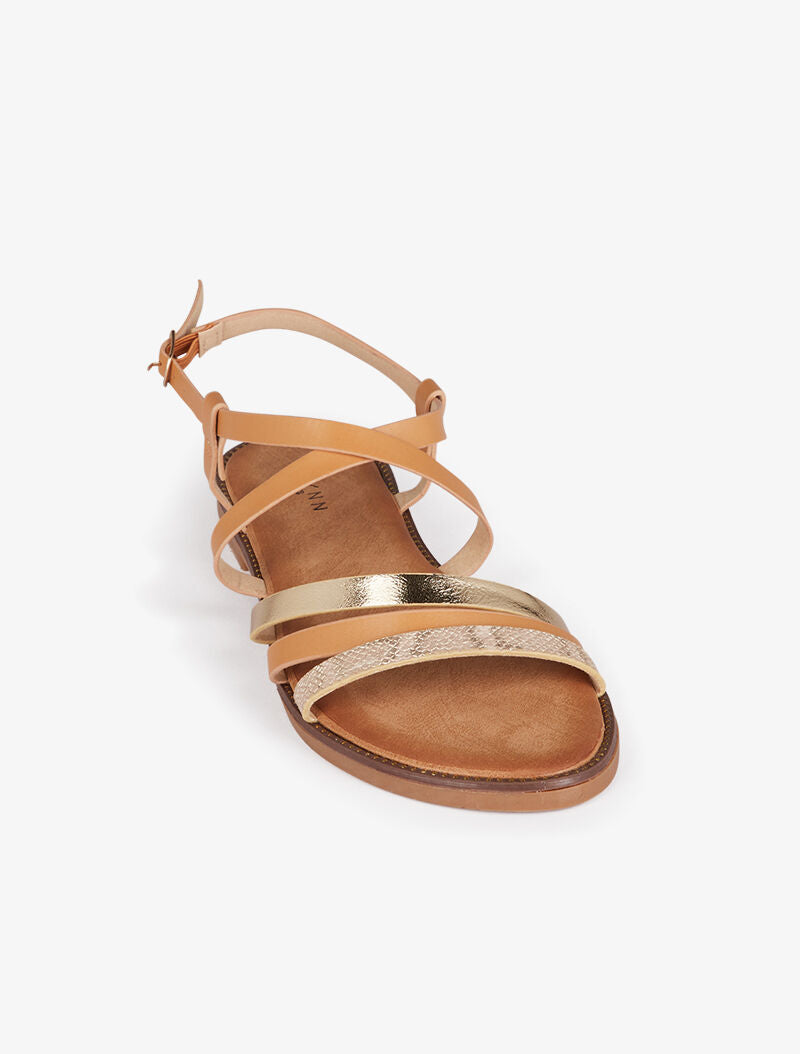 Nu-pieds à brides stylisées - camel - 3