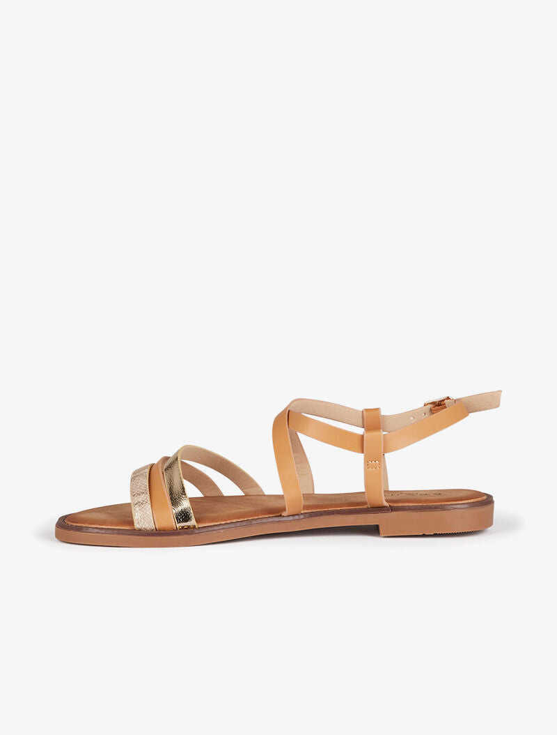 Nu-pieds à brides stylisées - camel - 4