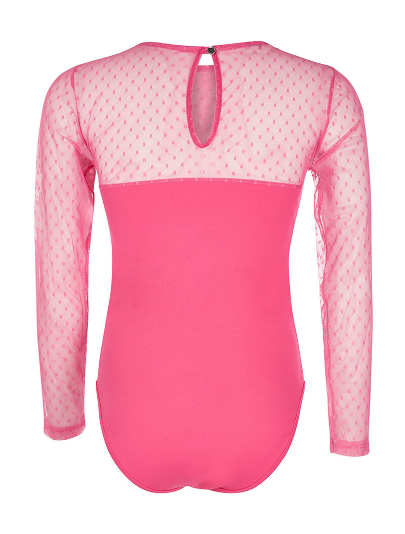 Body manches transparentes à pois - fushia - 2