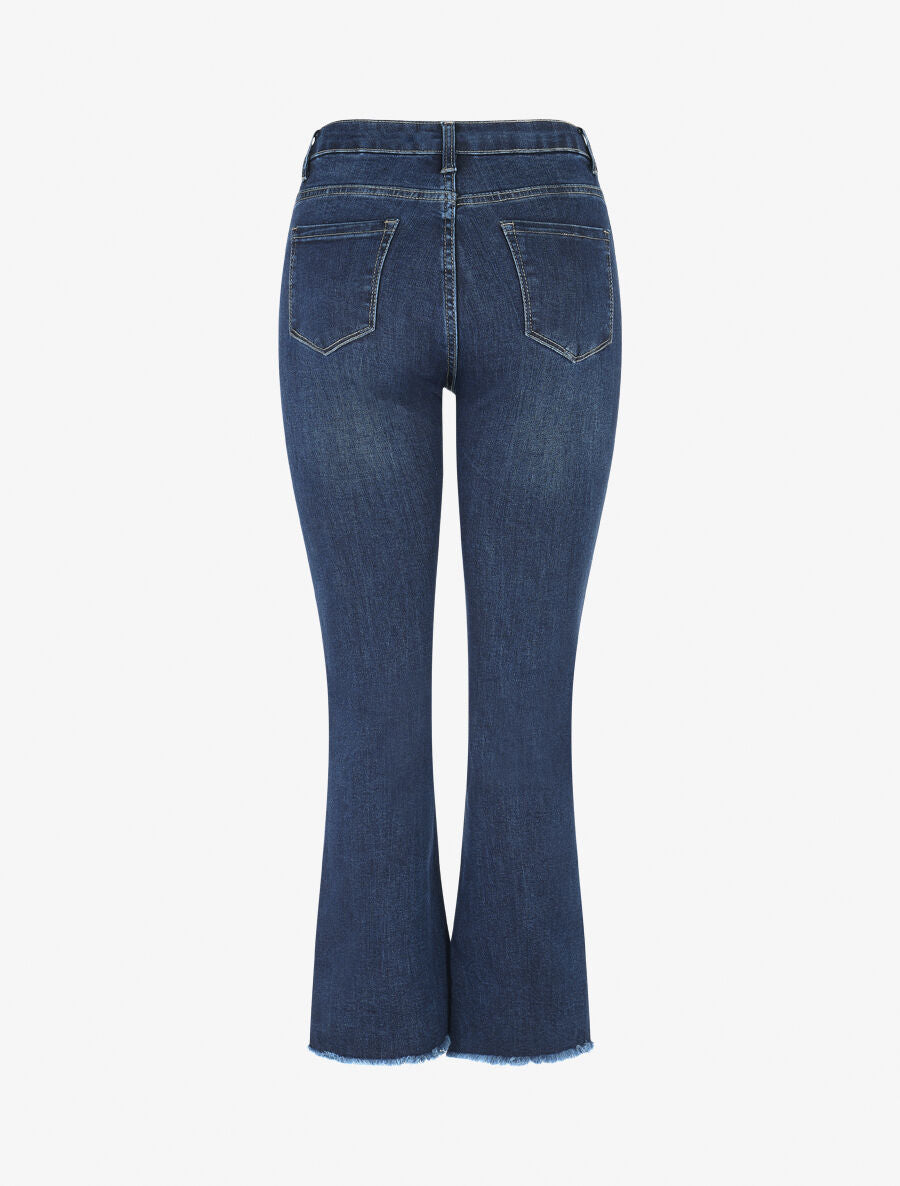 Jean à bords effilochés coupe flare - Bleu brut - 2