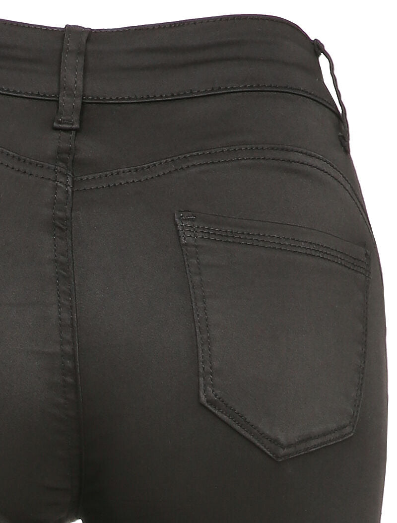Jean flare effet satiné - Noir - 3