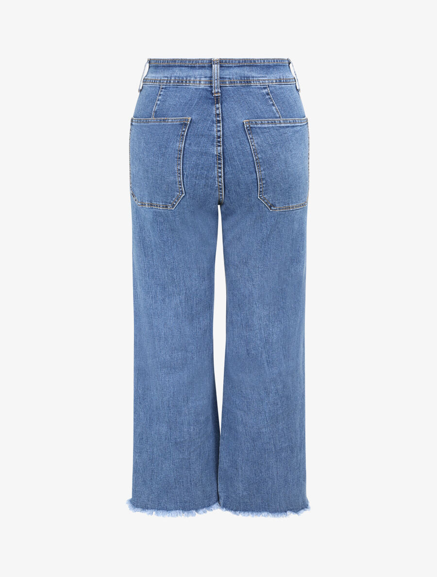 Jean ample à bords effilochés - Bleu denim - 2
