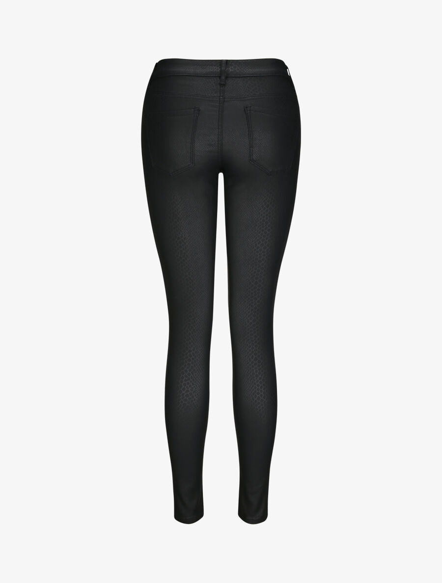 Pantalon en simili effet python - Noir - 2