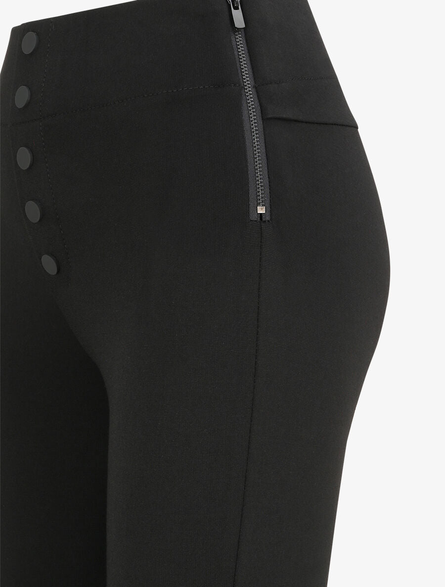 Pantalon stretch skinny à taille haute boutonnée - Noir - 3