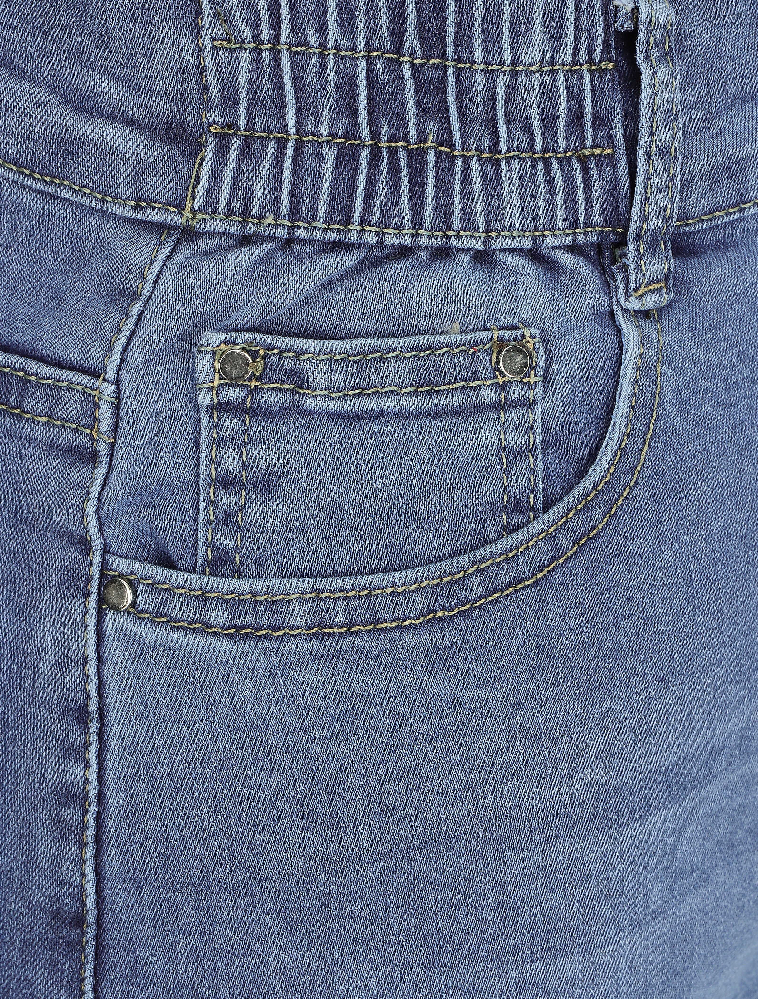 Jupe en jean à taille élastiquée - Bleu denim - 3