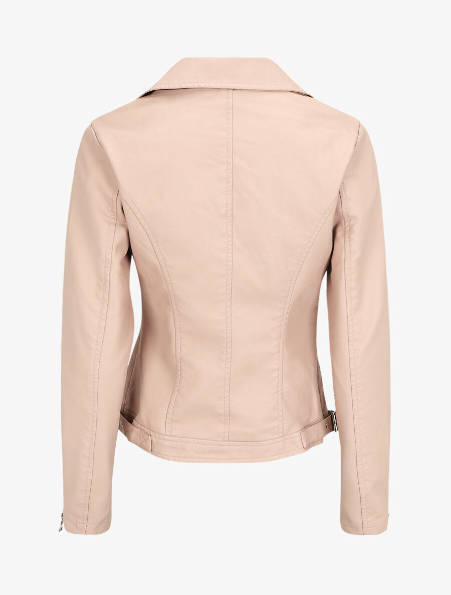 Perfecto en simili à zips décoratifs - Rose - 2
