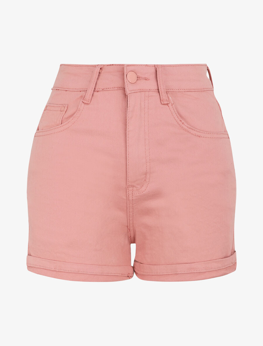 Short en jean à ourlets - Rose - 1