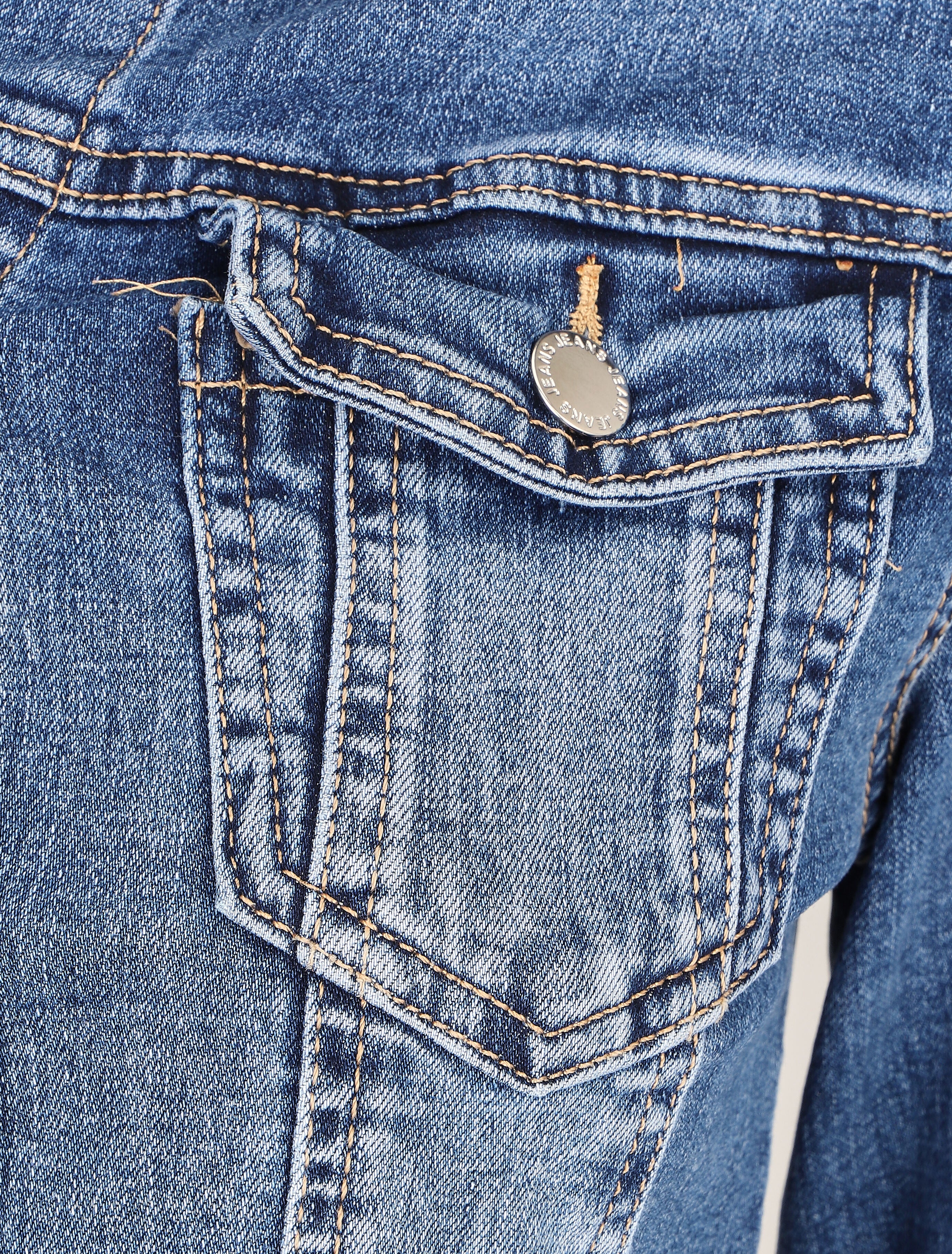 Veste en jean courte - Bleu - 3