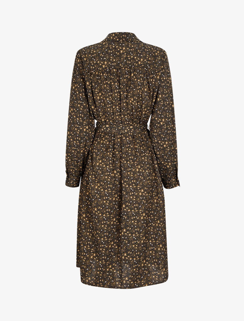 Robe chemise à imprimé petites fleurs sauvages - Noir - 2