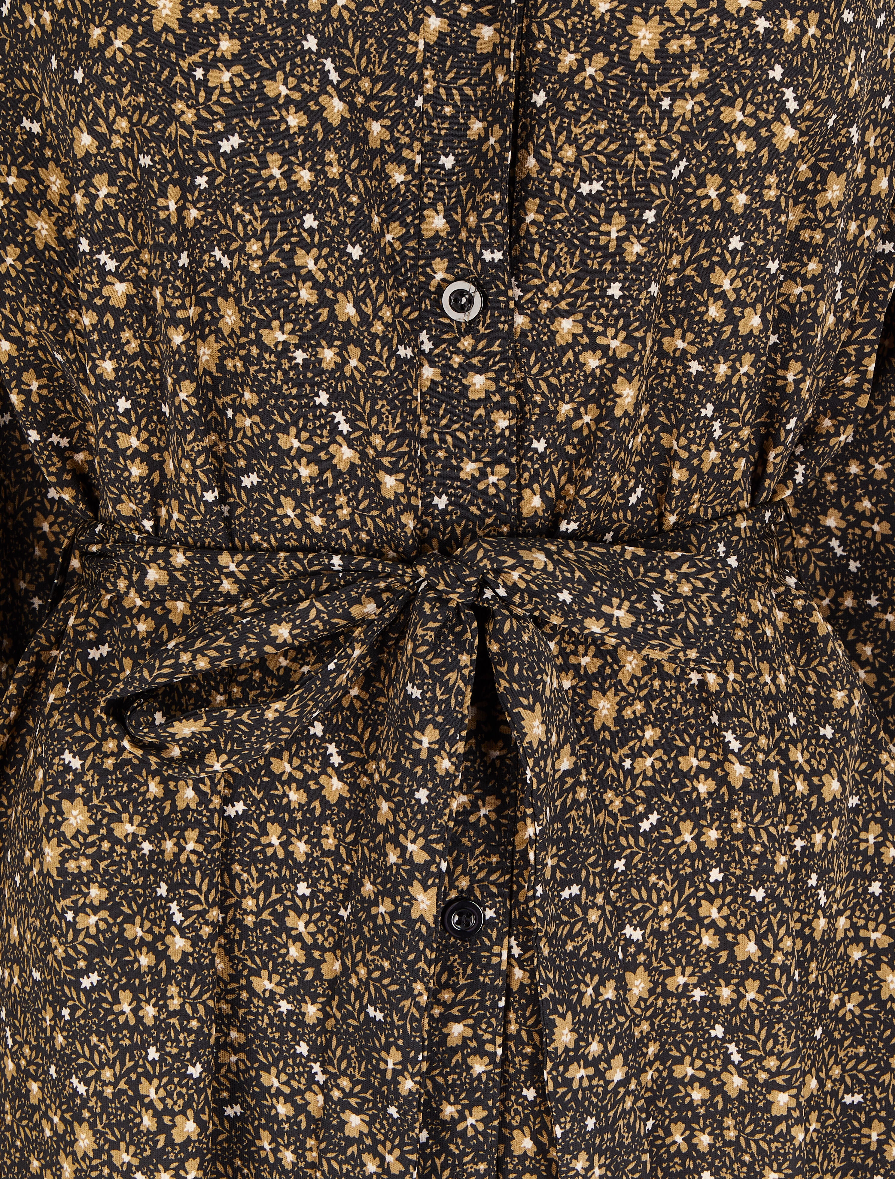 Robe chemise à imprimé petites fleurs sauvages - Noir - 3