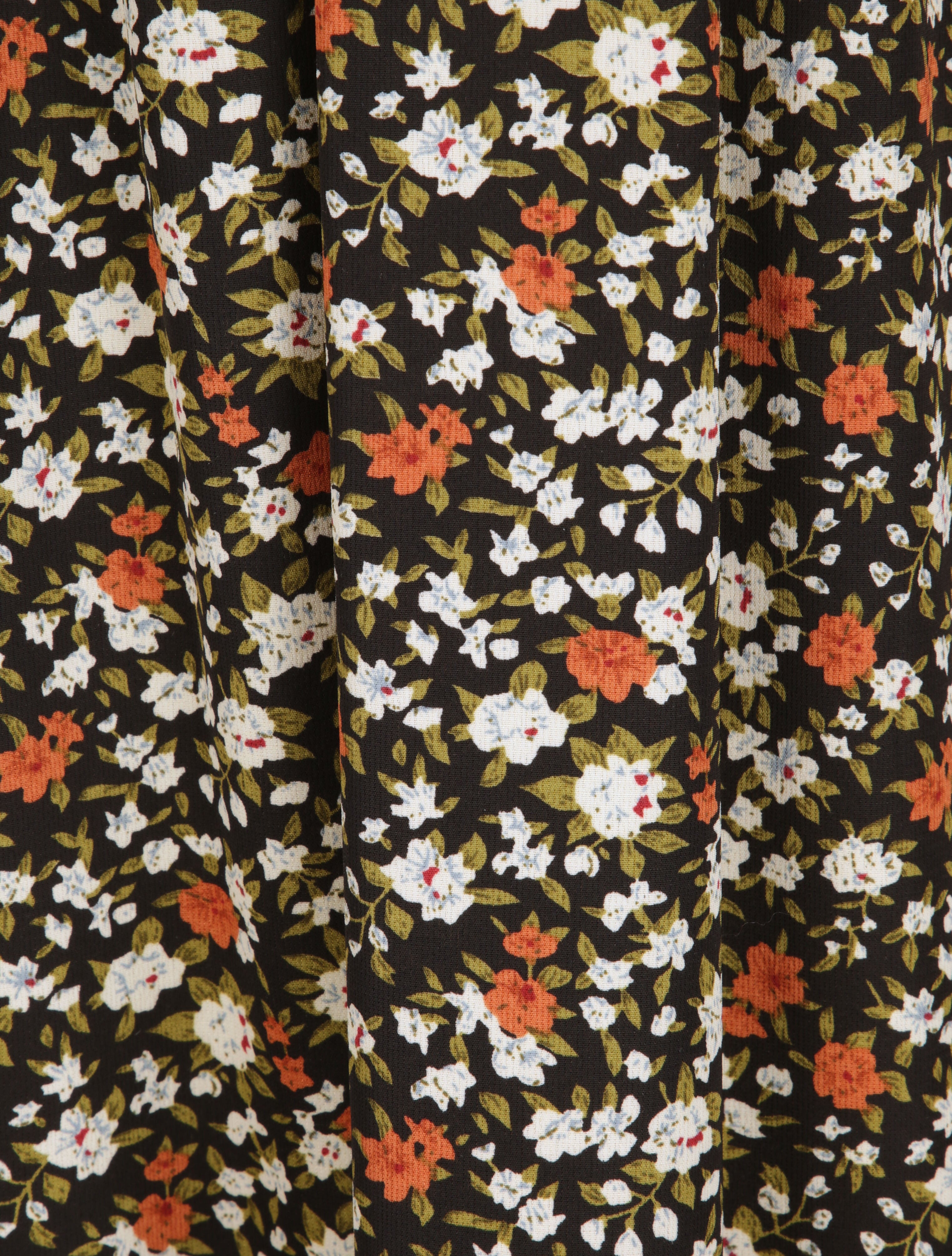 Robe longue à imprimé fleuri et taille brodée - Noir - 4