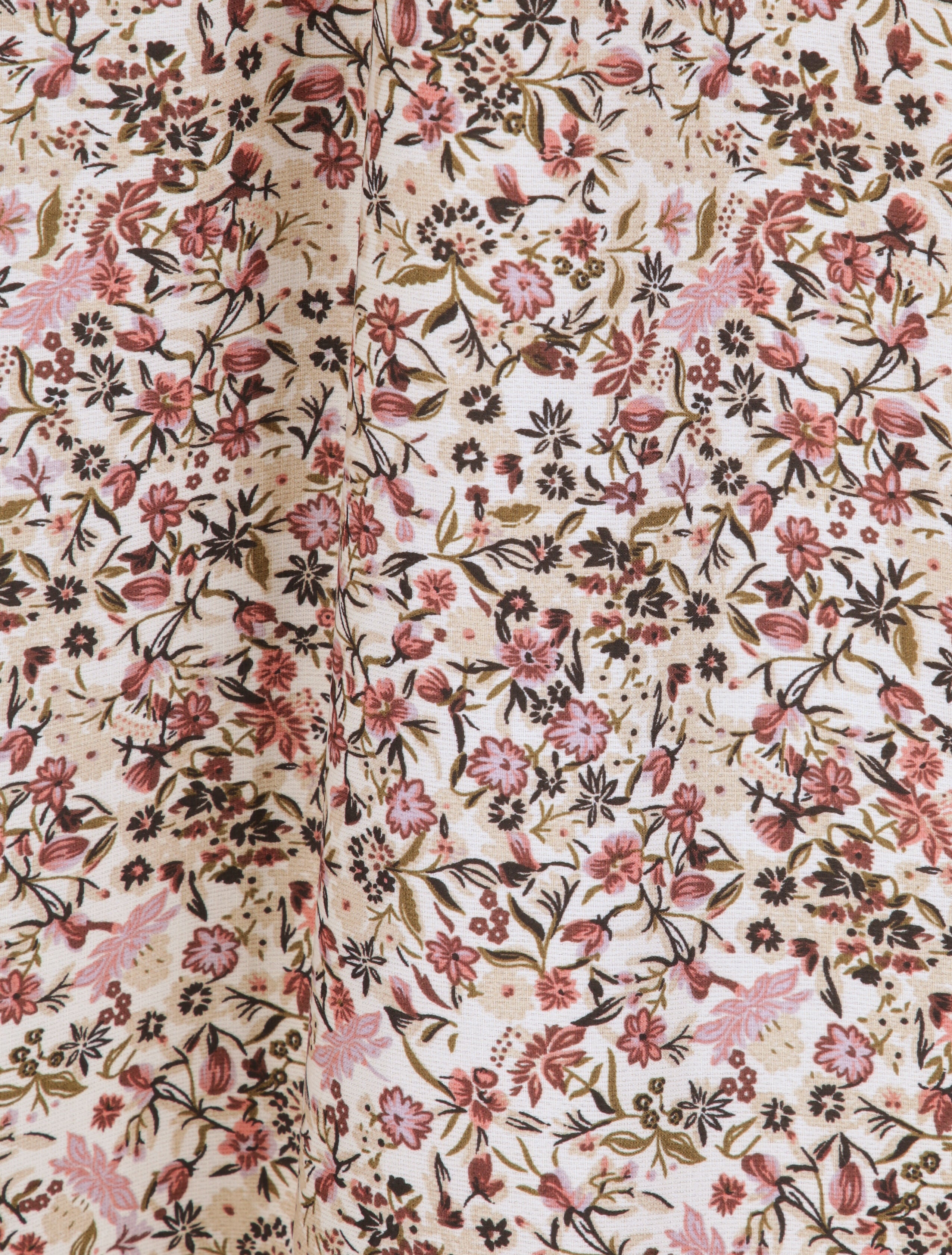Robe longue imprimé petites fleurs à col V en dentelle - Beige - 4