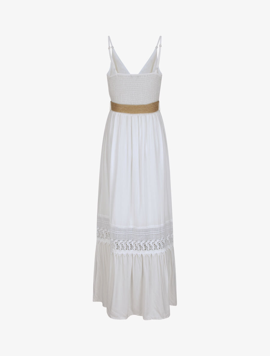 Robe longue cintrée coupe empire - Blanc - 2