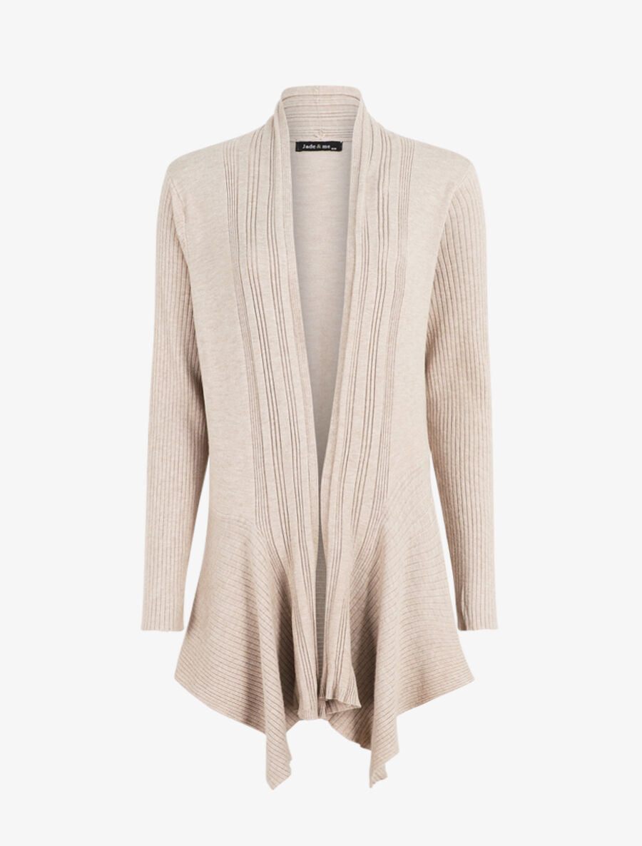 Gilet côtelé asymétrique - Beige - 1