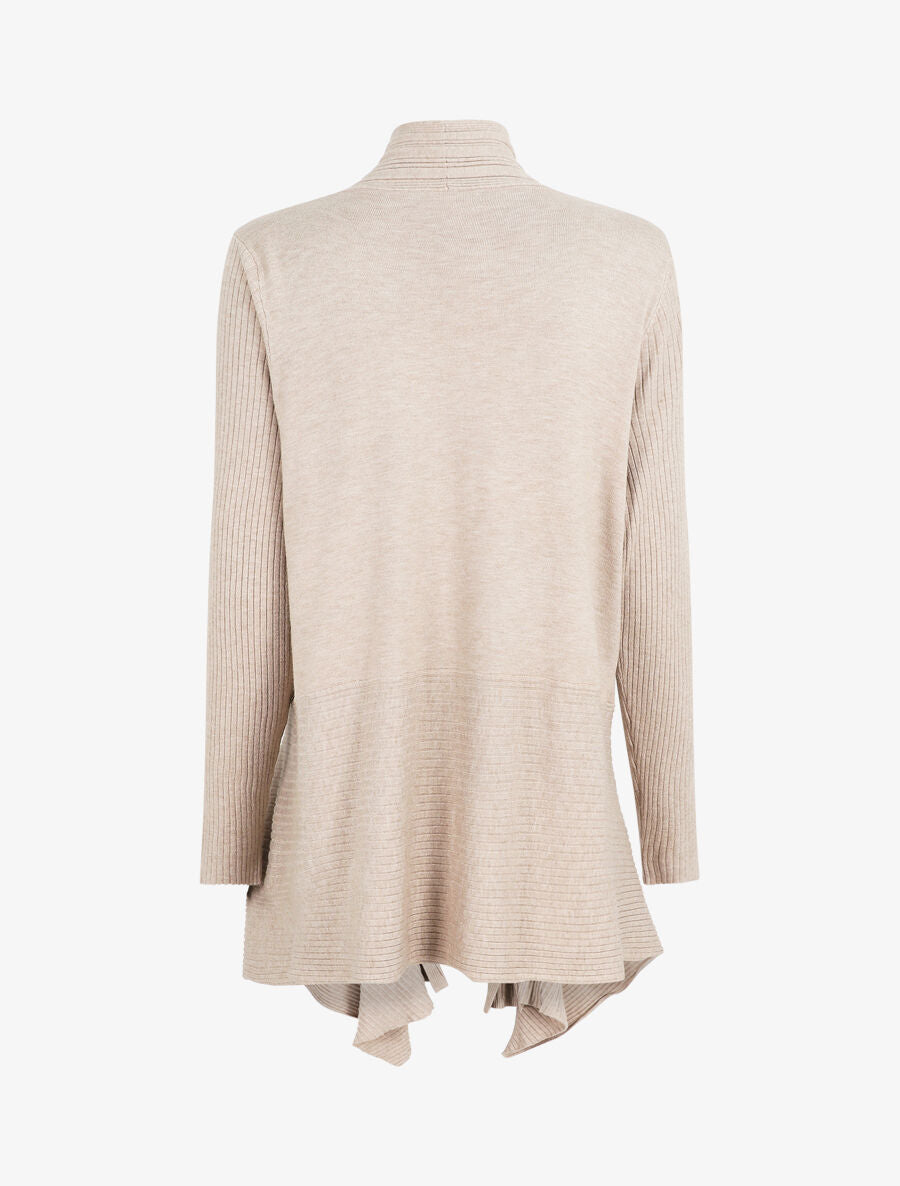 Gilet côtelé asymétrique - Beige - 2