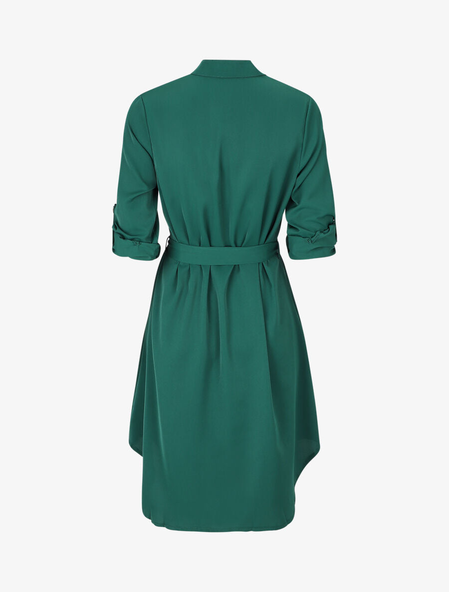 Robe chemise à manches longues et boutons - Vert - 2