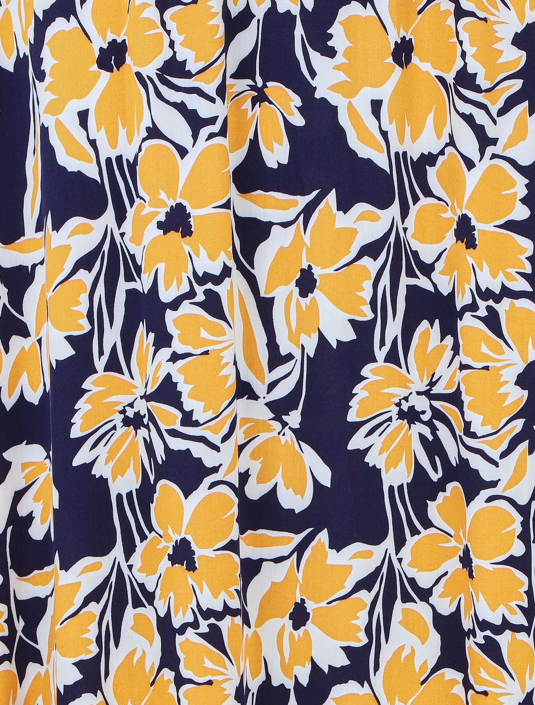 Jupe longue élastiquée à imprimé fleuri - Marine - 3